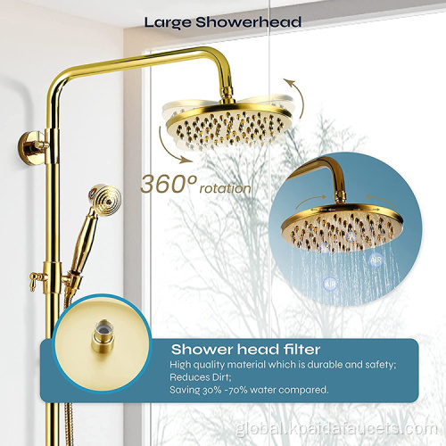 Bathroom Shower Set System Custom Brass Chrome Modern Rainfall Bathroom Exposed Golden Shower Set System for Hotel Supplier